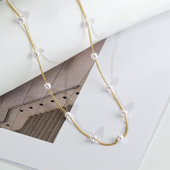 Gold Pearl Necklace for Women, 14K Gold Plated Jewelry Gifts - Picture 7 of 7